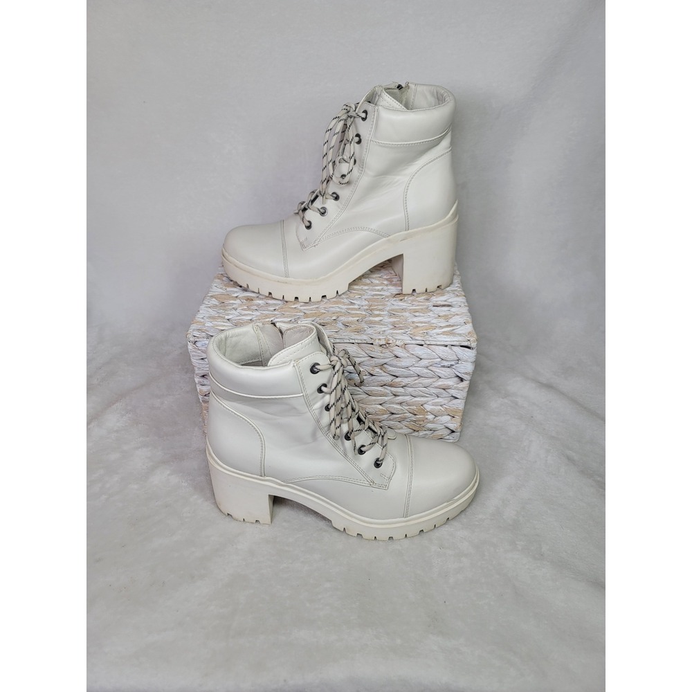 Y2K Festival Pastel Goth Platform Combat Boots Lug Sole Block Heel Size 10M